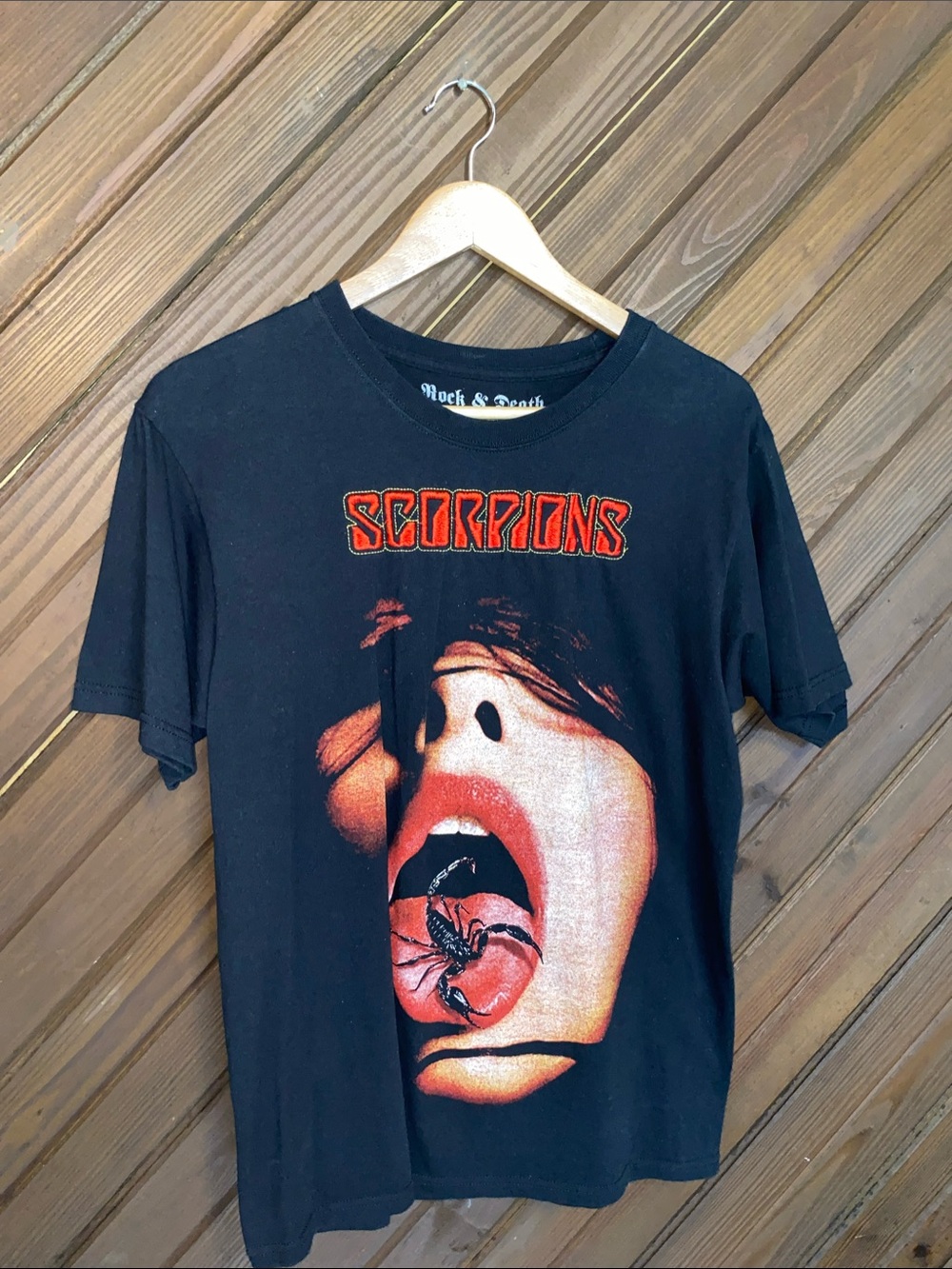 Scorpions Band Tee - Black with Red Embroidered